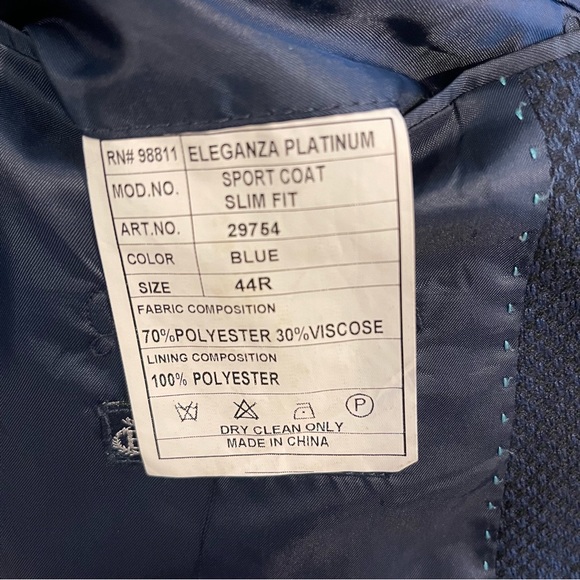 Eleganza Platinum Sports Coat Blazer by Giorgio Sanetti. Size 44R. - Picture 7 of 7